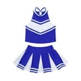 thumbnail image 4 of YiZYiF Girls Cheerleading Costume Outfit Set Sleeveless Top with Pleated Skirt for Stage Performance Blue&White 10, 4 of 7