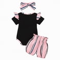 thumbnail image 3 of TOWED22 Newborn Infant Baby Girl Clothes Romper Floral Shorts Set Summer Outfits Baby Girls' Clothing Black,9-12 M, 3 of 7