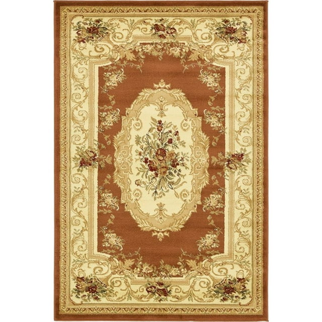 Unique Loom Versailles Medallion Motif Rug 4' x 6' Rectangle Terracotta/Ivory
