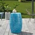 thumbnail image 2 of Tcbosik Outdoor Metal Side Table, 12" Round End Table, Barrel Shape Accent Table for Living Room, Patio, Deck, Porch, No Assembly Required, Blue, 2 of 7