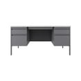 thumbnail image 6 of Lorell Fortress Series Teachers Desk 60" x 30" x 29.5" - Double Pedestal - T-mold Edge - Material: Steel - Finish: White Laminate Surface, Platinum, 6 of 8
