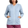 thumbnail image 3 of Oksale Zip Up Scrub Jackets for Women with Pockets Long Sleeve Workwear Sweatshirts Slim Cozy Cardigan Casual Outfits Light Blue L, 3 of 8