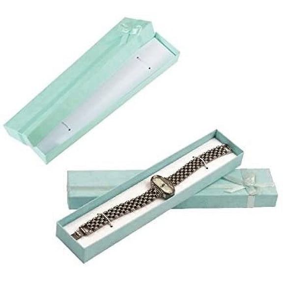 888 Display USA, Inc Cardboard Jewelry Bracelet Gift Boxes with Rosebug Bows in Assorted Colors 7.8" X 1.6" X 0.8" Pack of 8