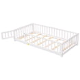 thumbnail image 3 of Miniyam Twin Size Toddler Floor Bed with Safety Guardrails, White, 3 of 8