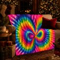 thumbnail image 3 of Dual Spiral Tie Dye Sofa Scene, Retro Crinkle Dye Style for Tie Dye Lovers, Rainbow Spiral Mantel Theme and Halloween Gift, Warm Flannel Blanket for Bedroom Living Room, Home Decor, 3 of 9