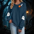 thumbnail image 2 of Duqingm Halloween Shirts for Women Cute Ghost Graphic Crewneck Sweatshirts Oversized Long Sleeve Spooky Pullover Sweaters,S, 2 of 5