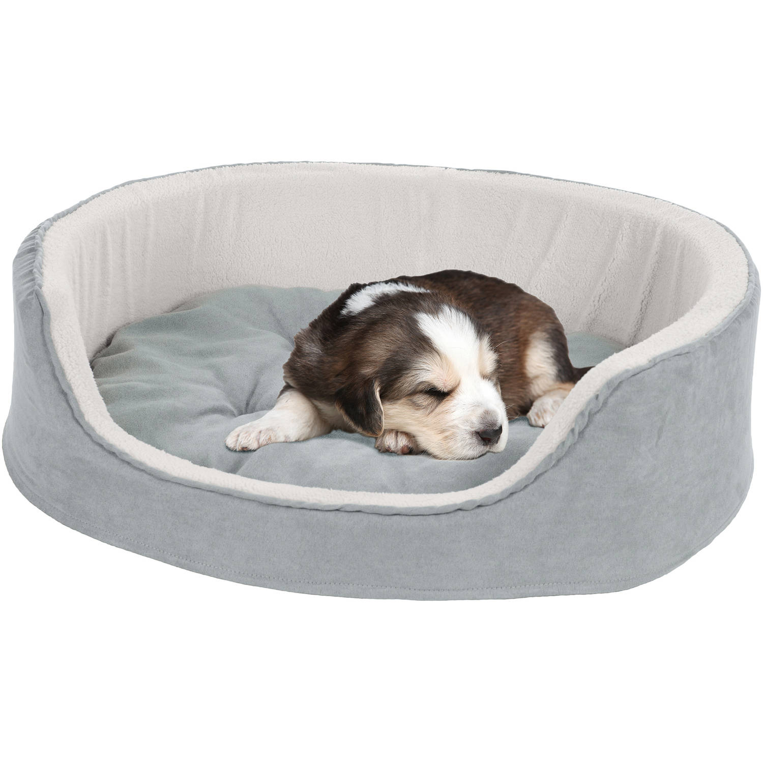 PETMAKER Large Cuddle Round Microsuede Pet Bed, 30" x 27" x 6.5