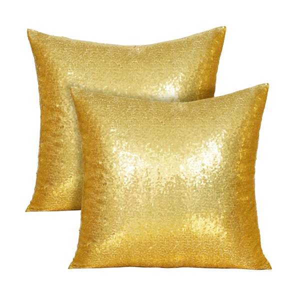 Fundas de almohada Poise3eHome con lentejuelas doradas, 51 x 51 cm, 2 unidades