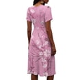 thumbnail image 6 of Minjewel Ladies Floral Casual Fashionable Short Sleeve V-Neck Dress for Spring Summer Women's Daily Casual Wear,Light pink,L, 6 of 6