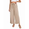 thumbnail image 1 of Pantalones de y Algodón para Mujer, Informales, de Verano, para Playa, con Cordón, Holgados, de Pierna y Bolsillos. Color Almendra XL, 1 of 9