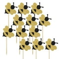 thumbnail image 5 of Tineasur Reusable Bamboo Bee Cake Toppers Multi Color for Wedding Cupcakes 12Pcs, 5 of 6