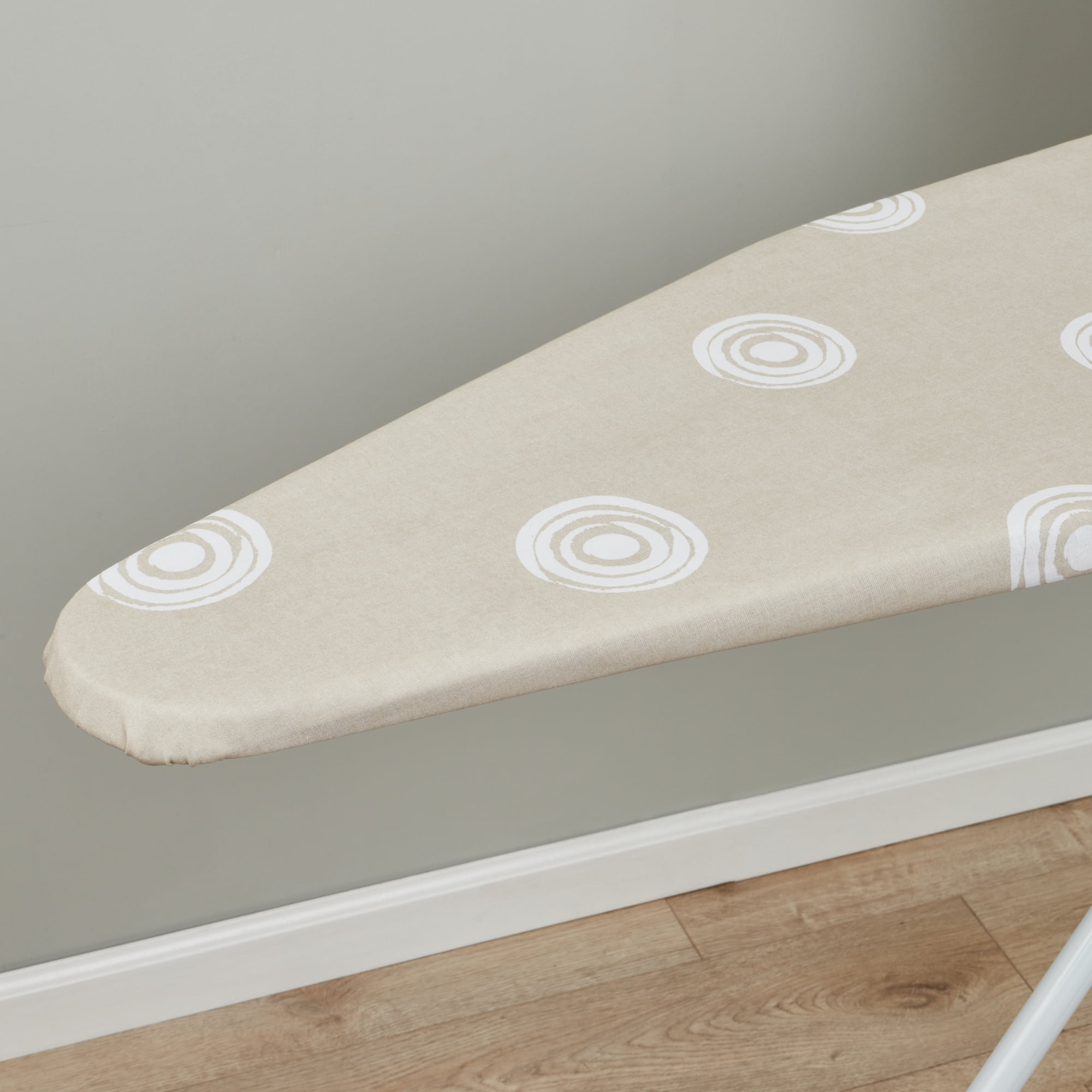 Mainstays Full‑Size T‑Leg Ironing Board – 53" x 14", Adjustable Height, Steel Frame, Thick Padded Cotton Cover, Non‑Slip Feet, Beige