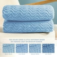 thumbnail image 4 of Exclusivo Mezcla Twin Size Jacquard Weave Wave Pattern Flannel Fleece Velvet Plush Bed Blanket as Bedspread/Coverlet/Bed Cover (90" x 66", Light Blue), 4 of 8