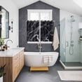 thumbnail image 3 of Black Marble Kitchen Curtains 72 Inch Length, Vintage Minimalism White Abstract Texture Grommet Top Bedroom Living Room Curtains, Light Filtering Cafe Curtain Drapes 2 Panels Set 104''x72'', 3 of 9