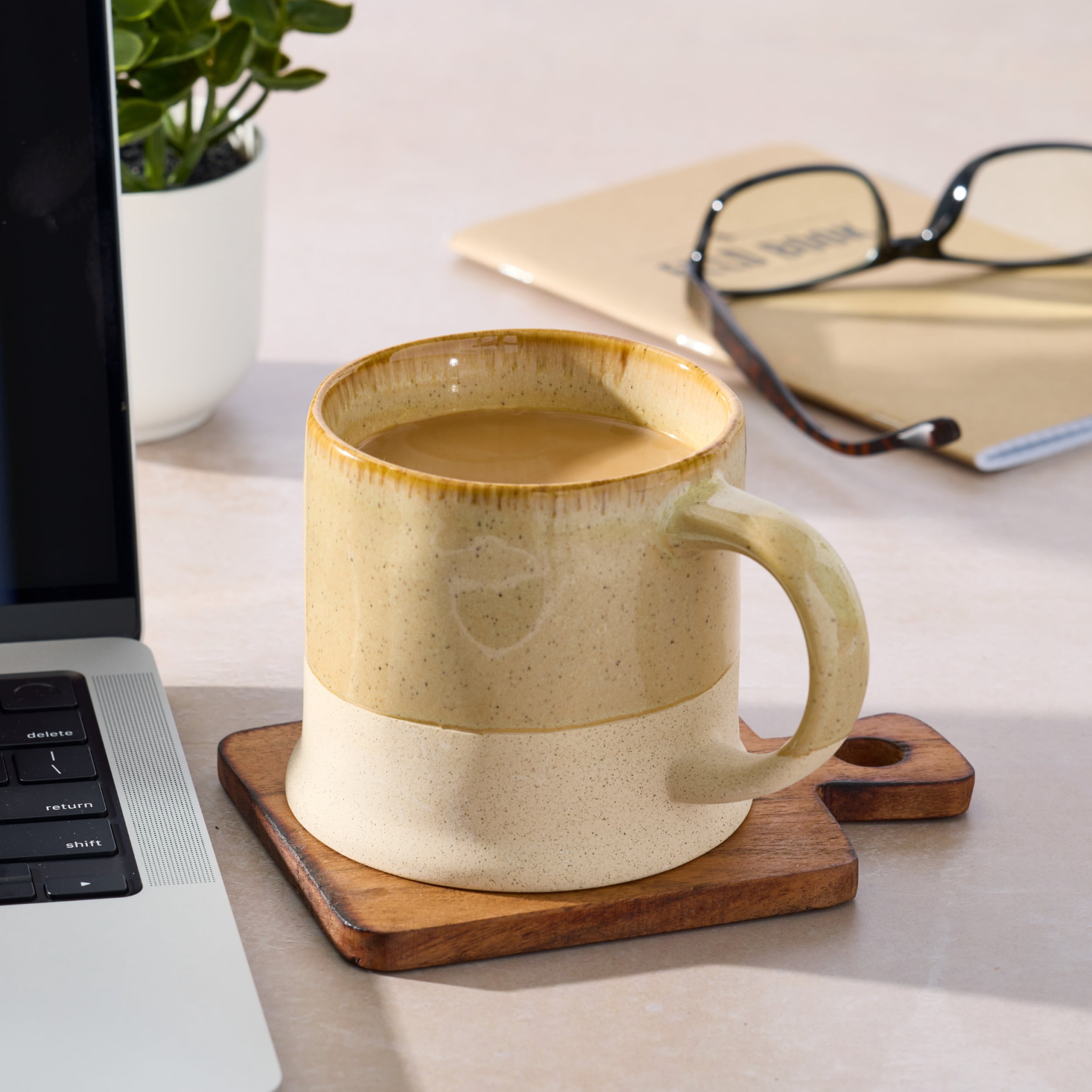 Kamenstein 4 Piece Paddle Shaped Acacia Coaster Set