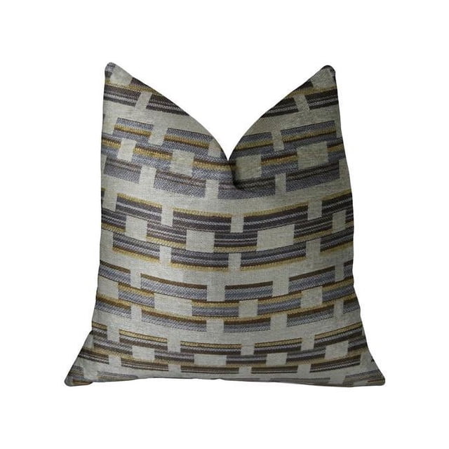 Plutus PBRAZ187-2036-DP Foursquare White & Gray Handmade Luxury Pillow, 20 x 36 in. King