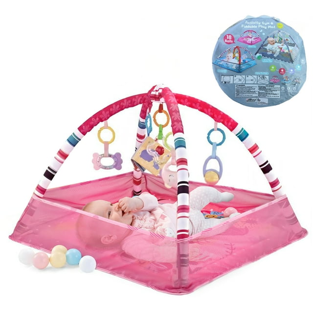Ltroto Baby Play Mat Gym with 5 Toys & 18 Balls for Newborns, Infants