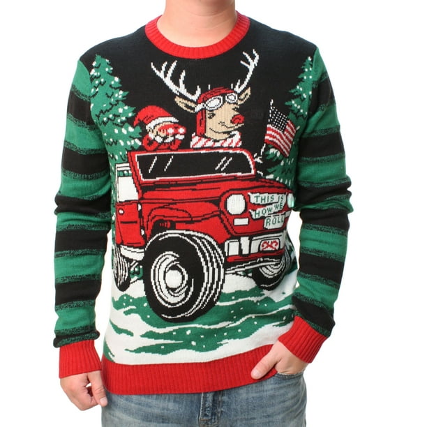 Ugly Christmas Sweater - Ugly Christmas Sweater Men's Jeep Reindeer LED ...