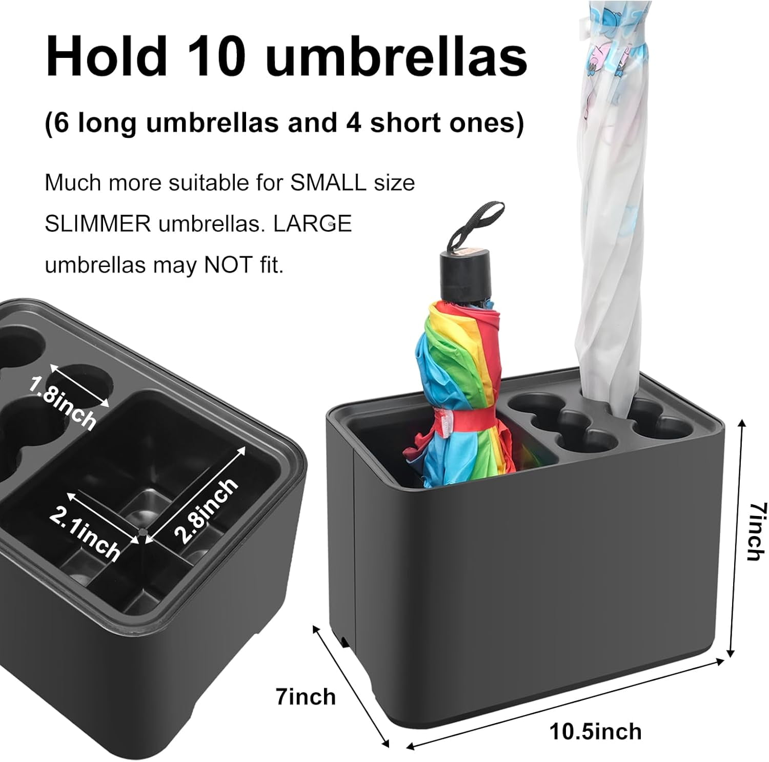 Umbrella Stand Rack Holder with Drip Tray for Entryway Corner Home Office Decor Space Saving Organizer Stored 10 Umbrellas
