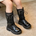 thumbnail image 4 of Cethrio Little Girls Riding Boots, Non-Slip Lace-up Breathable Soft Sole Mid Calf Boots Black Size 12(Little Kids), 4 of 7