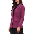thumbnail image 4 of BLAZER CHIC para Mujeres con Solapa Notch, Manga Larga, de Un Solo Botón, Chaquetas de Trabajo, Color Púrpura, 4 of 6