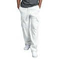thumbnail image 2 of Men Fleece Cargo Jogger Sweatpants with Pocket Athletic Pants Heavy Weight Drawstring Trousers, 2 of 6