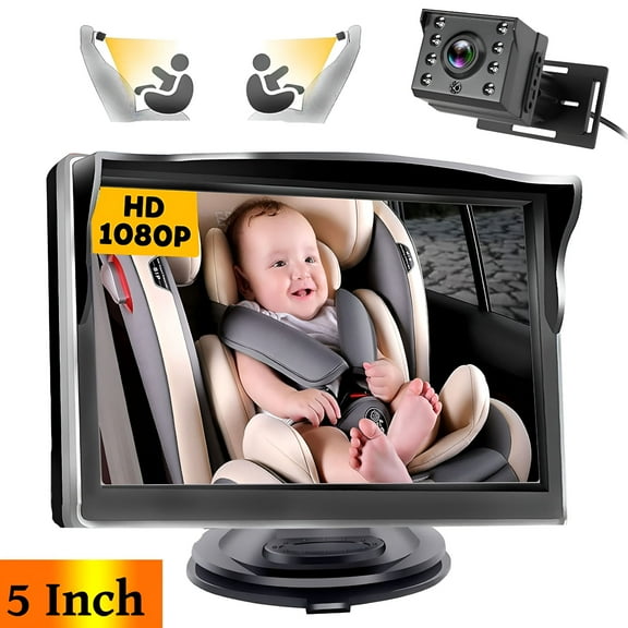 MELIVO HD Baby Car Mirror, Rear-facing Infant Safety Car Seat Mirror, Wide Field of Vision, Crystal Clear, Shatterproof, Angle Length Adjustable