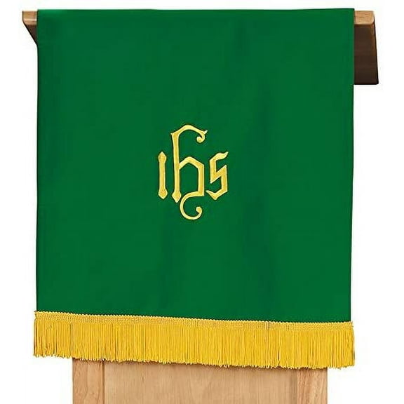 "Purple/Green Pulpit Scarf with Fringe Size: 18 x 36"" L"