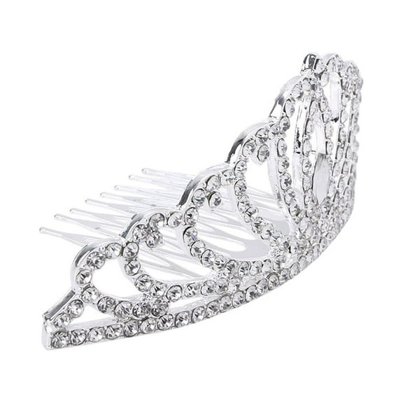 NICEXMAS Women Tiara Rhinestone Heart Shape Silver 1Pack Wedding Accessory
