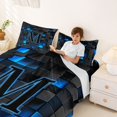 thumbnail image 3 of Erosebridal Teens Neon Lights Grid Plaid Full Size Sheets 4-Piece,Boys Girls Abstract M Letter Monogrammed Bed Sheets, 3 of 5