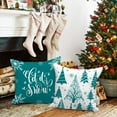 thumbnail image 6 of Christmas Throw Pillow Covers 20x20 Set of 4, Merry Christmas Winter Xmas Snowflake Decorative Holiday Cushion Pillow Cases 20 x 20 for Outdoor Indoor Farmhouse Home Room Couch Decor (Teal), 6 of 6