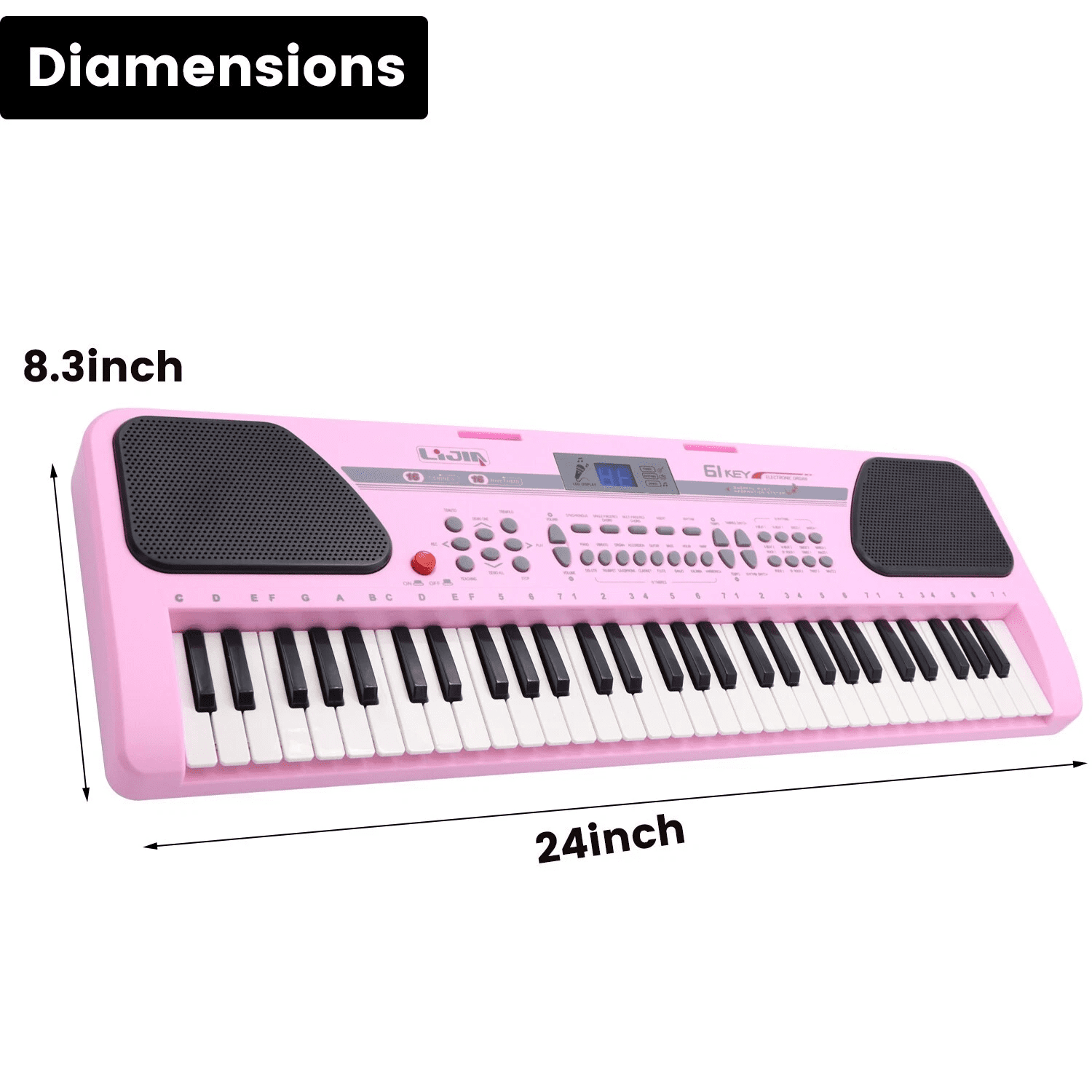 iMeshbean Piano Keyboard 61 Keys Electric Keyboard Piano Keyboard Piano for Beginners with Stand, Built-in Dual Speakers, Microphone & Display Panel, Pink