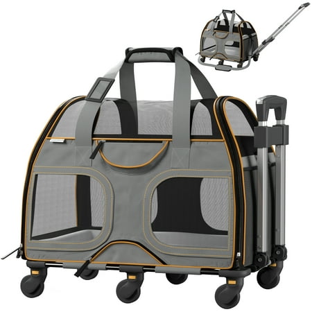 Katziela Luxury Rider Pet Carrier with Removable Wheels and Double Telescopic Handle Pack 1