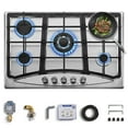 thumbnail image 3 of Propane Gas Cooktop 30 Inch Thermocouple Protection Cooktop 5 Burner Built-in Stainless Steel Gas Stove Top LPG/NG Dual Fuel Include Gas Pressure Regulator Gas Range , 3 of 5