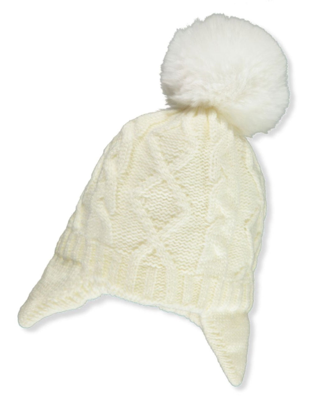 Cable-Knit Earflap Beanie with Pom Pom 
