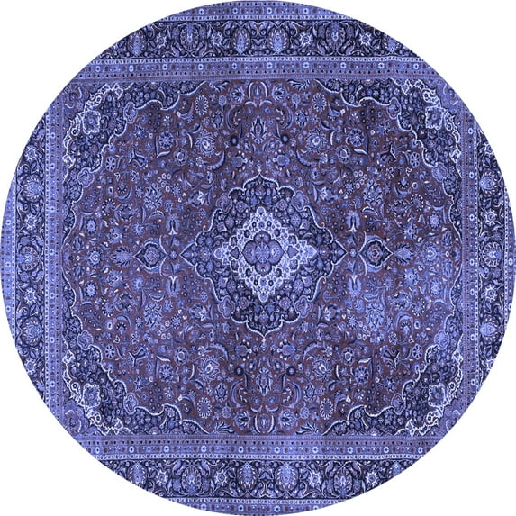 Ahgly Company Machine Washable Indoor Round Persian Blue Traditional Area Rugs, 6' Round