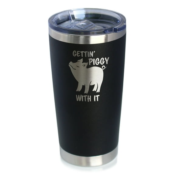 Bevvee Insulated Travel Tumbler 20 oz Gettin Piggy Gifts for Pig Lovers Tumblers