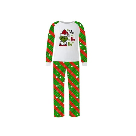 

Clearance Before Christmas！Gotyou Family Grinch Pajamas Christmas Prints Family Matching Long Sleeve Tops+Pants Set Family Matching Sets