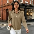 thumbnail image 6 of Waffle Knit Tops for Women Long Sleeve Collared Work Golf Polo Shirt 3XL, 6 of 7
