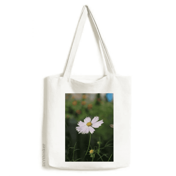 White Cosmos Tote Canvas Bag Shopping Satchel Casual Handbag