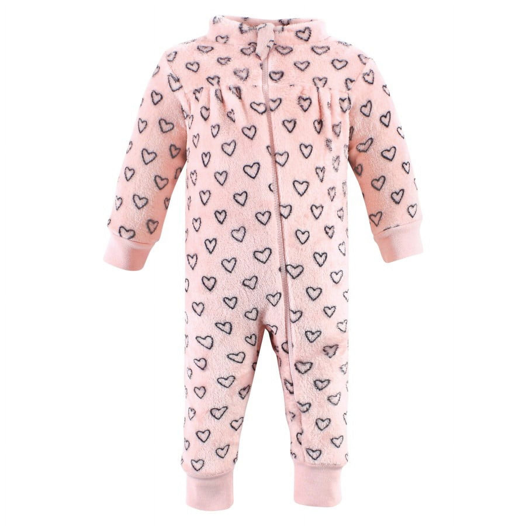 Hudson Baby Infant Girl Plush Jumpsuits, Modern Rainbow, 6-9 Months