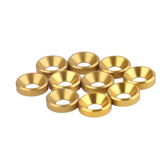 10 Uds M4 junta de arandelas de cabeza avellanada anodizada aleación de aluminio dorado