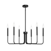 VEVOR 6-Light Chandelier, Black Farmhouse Chandelier, Adjustable Height, Dining Room Hanging Light Fixture for Ceilings, Modern Chandelier for Bedroom, Foyer, Hall, Kitchen, Living Room