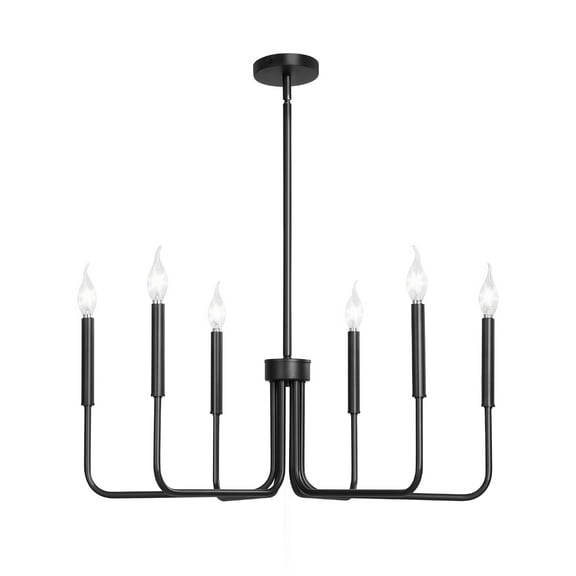 VEVOR 6-Light Chandelier, Black Farmhouse Chandelier, Adjustable Height, Dining Room Hanging Light Fixture for Ceilings, Modern Chandelier for Bedroom, Foyer, Hall, Kitchen, Living Room