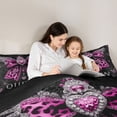 thumbnail image 5 of Homewish Pink Leopard Print Ribbon Twin Bedding Sets 7-Piece for Teen, King and Queen Bedding Comforter Set, Butterfly Damask Flower Reversible Sheet Sets, Super Cozy Room Decor, 5 of 8