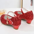 thumbnail image 6 of POIUYTR Girls' Glitter Mary Jane Sandals - Leather Strappy Heels with Ankle Strap & Air-Cushioned Sole for Flower Girl Summer Weddings, 6 of 6