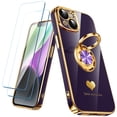thumbnail image 1 of Funda Nonional para iPhone 14 con Soporte de Anillo Giratorio y 2 Protectores de Pantalla, 1 of 5