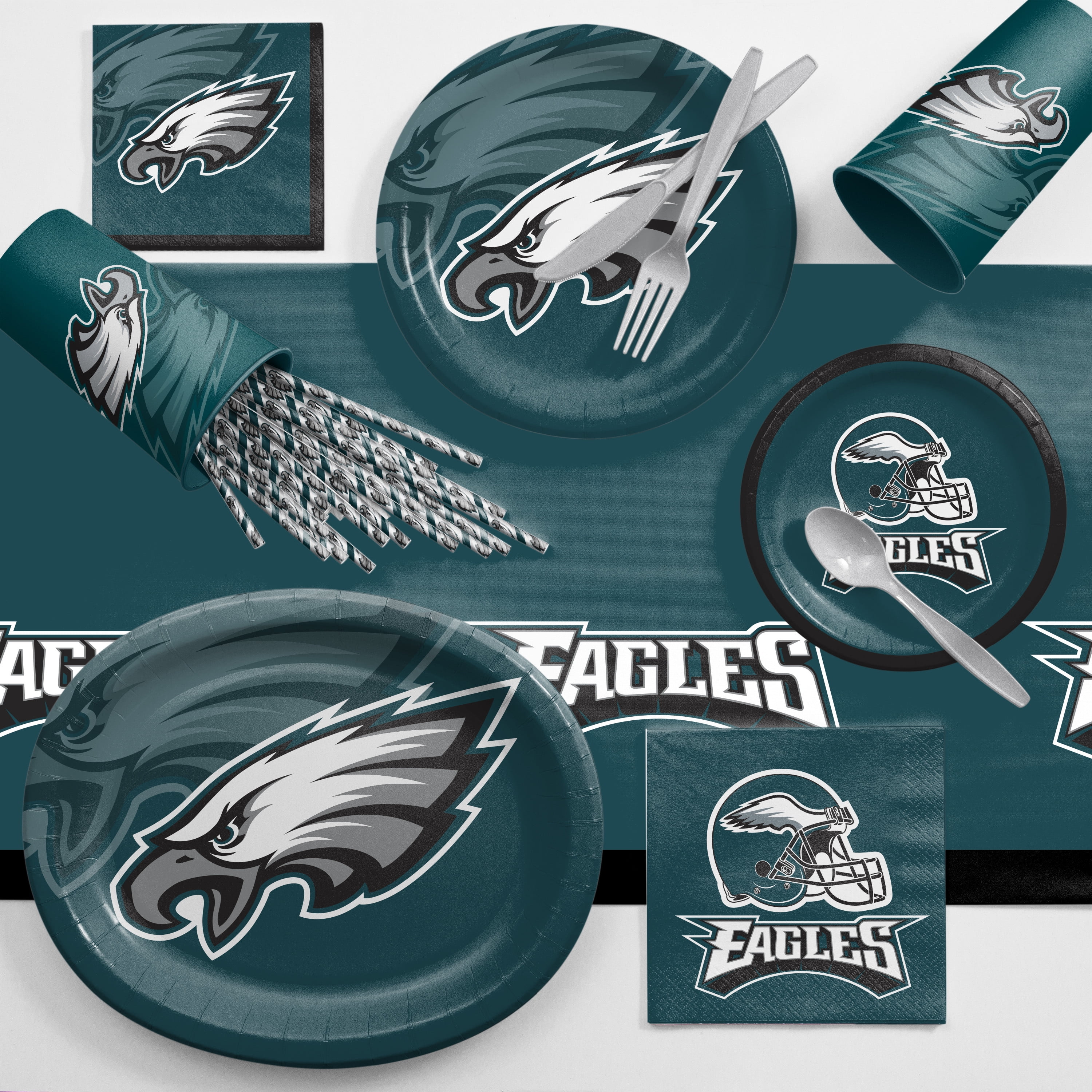 Philadelphia Eagles Round Paper Plates 24 Count for 24 Guests