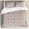 thumbnail image 1 of Hearts King Size Duvet Cover Set, Colorful Hearts for Valentines Day Love Childish Hand Drawn Happiness Joy Theme, Decorative 3 Piece Bedding Set with 2 Pillow Shams, Multicolor, by Ambesonne, 1 of 3
