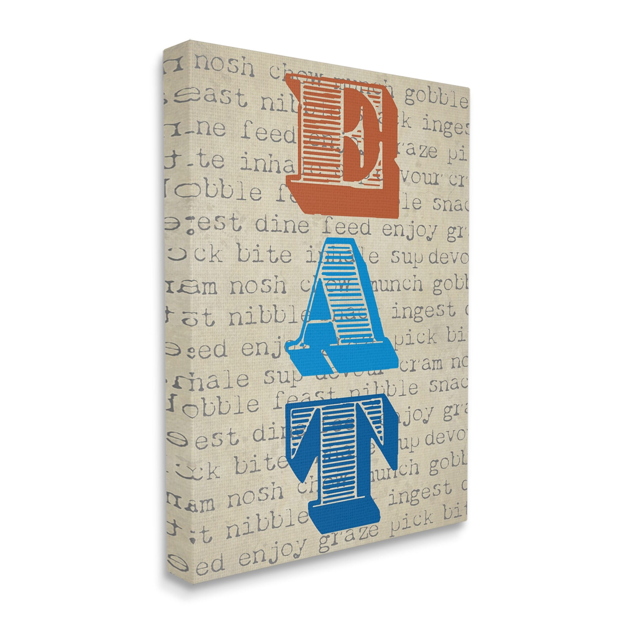 Stupell Industries Eat Vintage Striped Stamp Lettering Kitchen Sign Graphic Art Gallery Wrapped Canvas Print Wall Art, Design by Graffitee Studios